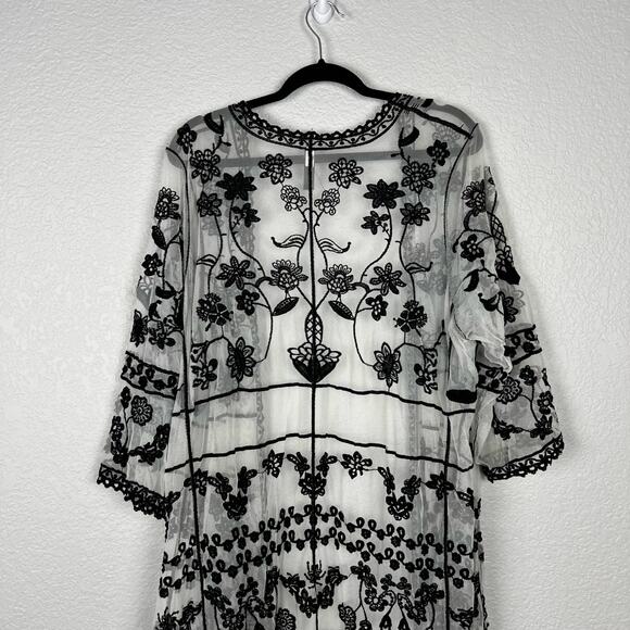 Lane Bryant Embroidered-Mesh Maxi Overpiece Black Embroidered Women's 18/20 - Picture 2 of 10